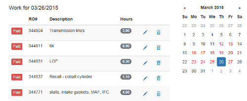 Automotive Technician Time Tracker Flat Rate Hour Keeper